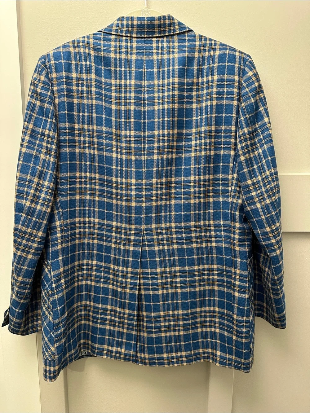 Vintage 70s Charles Lyons Mens 39S Blue Plaid Wide Lapel Blazer Sport Coat Retro